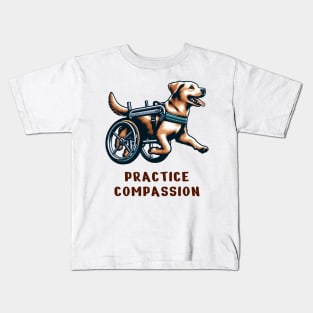 Inspirational Dog T-Shirt, Practice Compassion, Wheelchair Dog Tee, Animal Lover Gift Shirt, Pet Advocacy apparel Kids T-Shirt